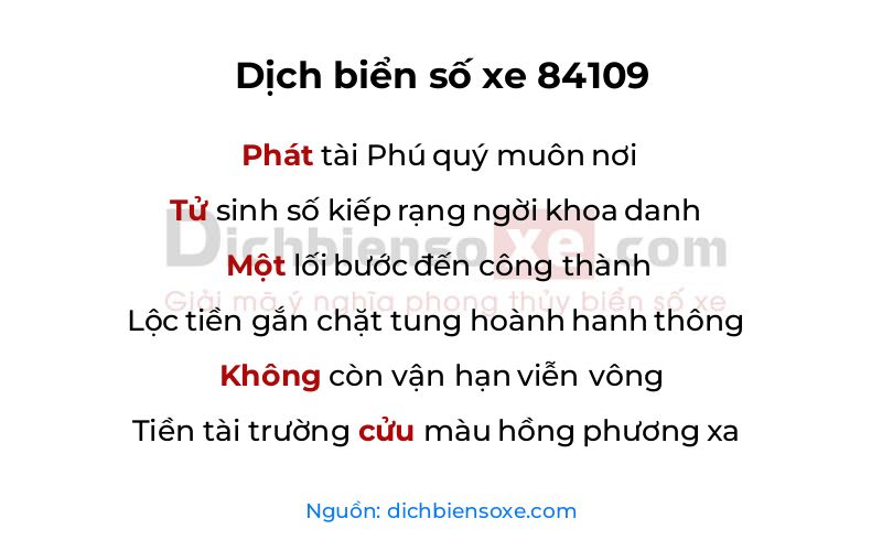 Dịch thơ biển số 84109