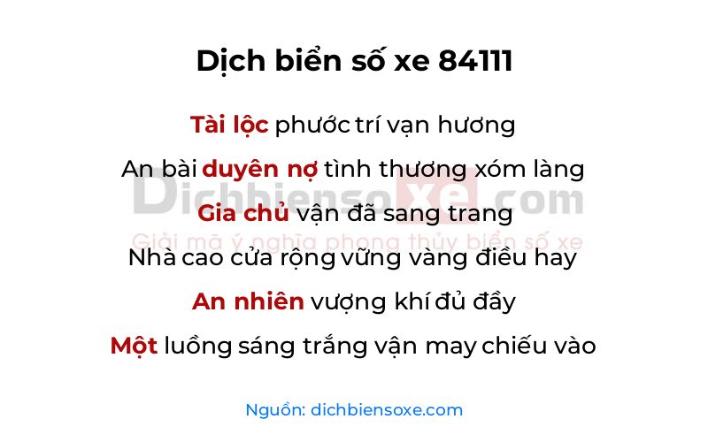Dịch thơ biển số 84111