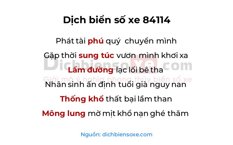 Dịch thơ biển số 84114