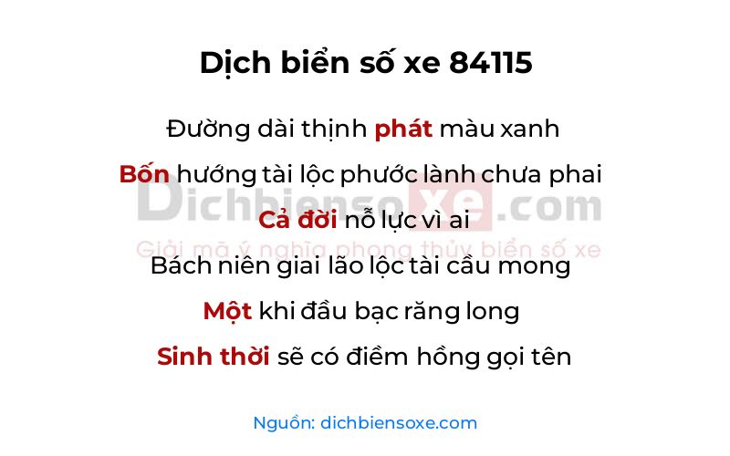 Dịch thơ biển số 84115