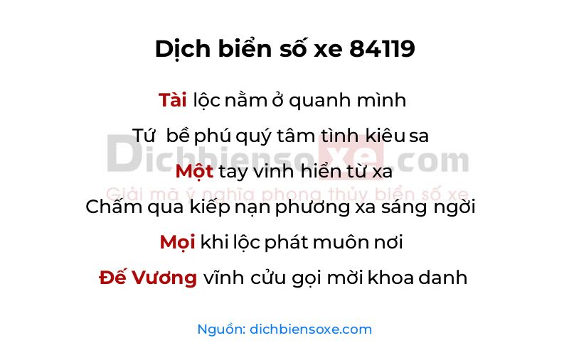 Dịch thơ biển số 84119