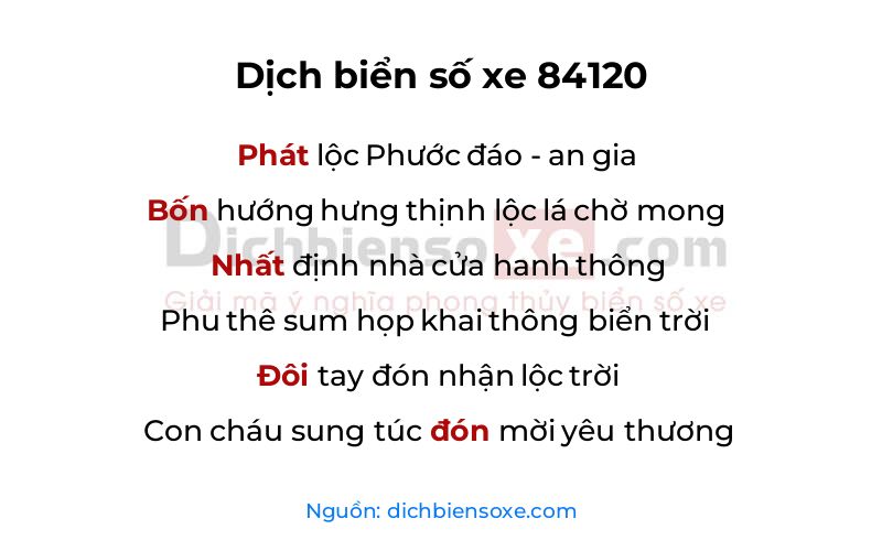 Dịch thơ biển số 84120