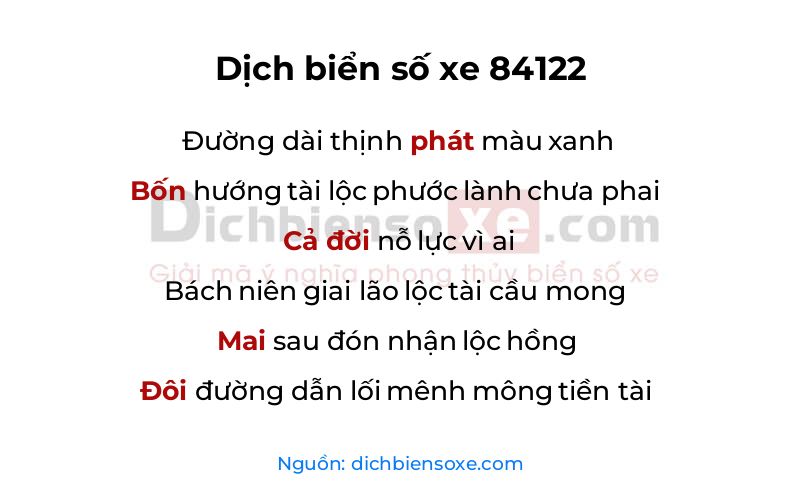 Dịch thơ biển số 84122