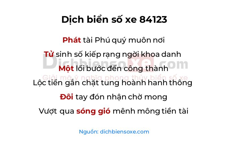 Dịch thơ biển số 84123