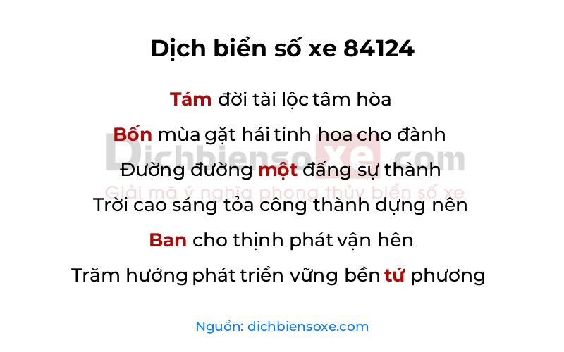 Dịch thơ biển số 84124