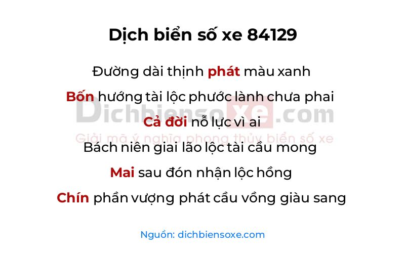 Dịch thơ biển số 84129