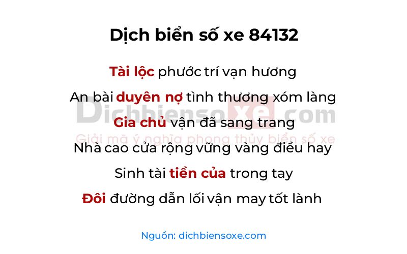 Dịch thơ biển số 84132