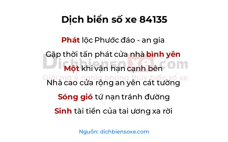 Dịch thơ biển số 84135