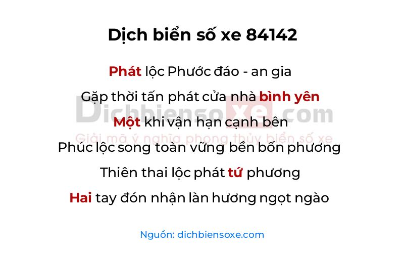 Dịch thơ biển số 84142