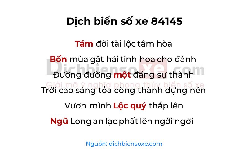Dịch thơ biển số 84145