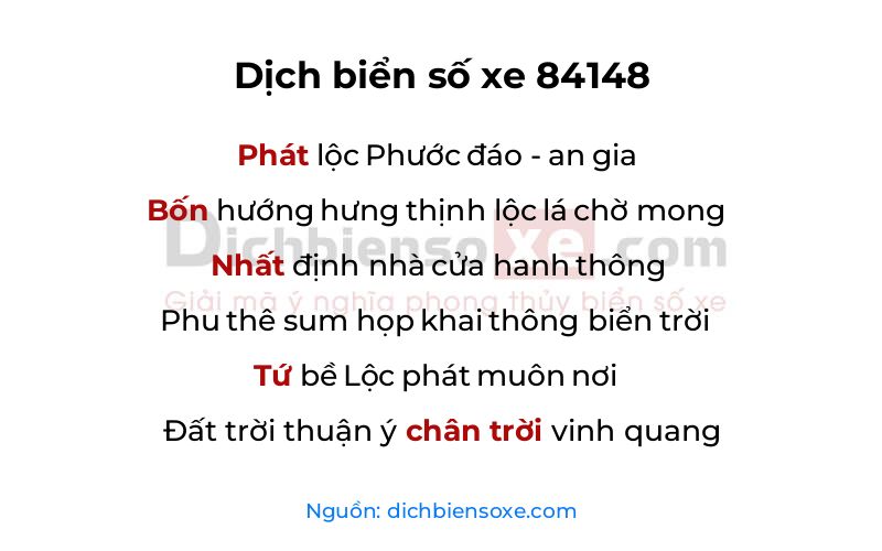 Dịch thơ biển số 84148