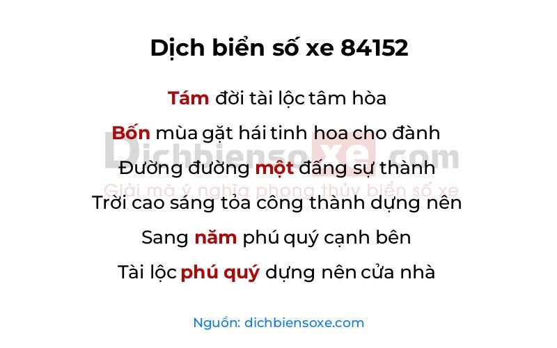 Dịch thơ biển số 84152