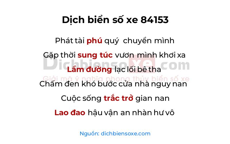 Dịch thơ biển số 84153