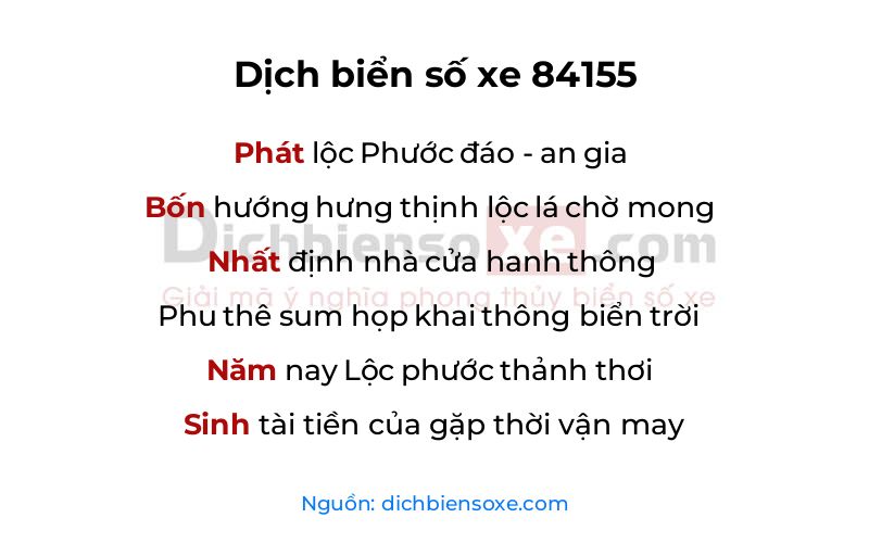 Dịch thơ biển số 84155