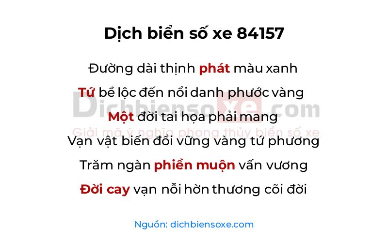 Dịch thơ biển số 84157