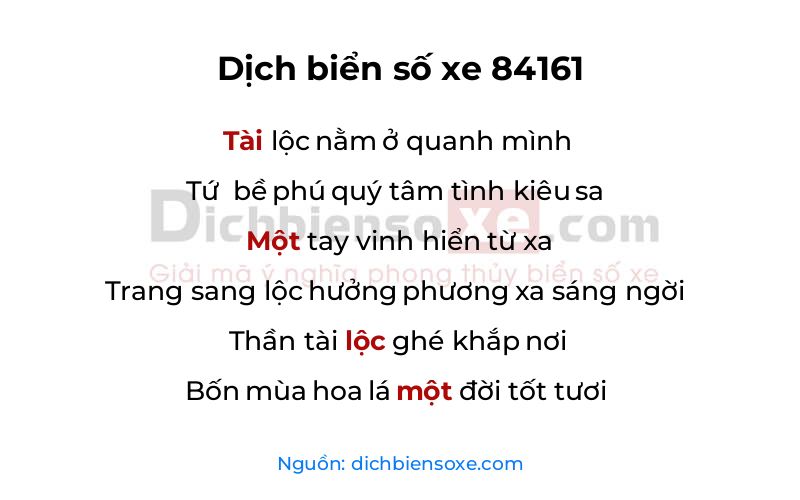 Dịch thơ biển số 84161