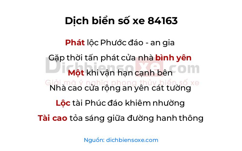 Dịch thơ biển số 84163