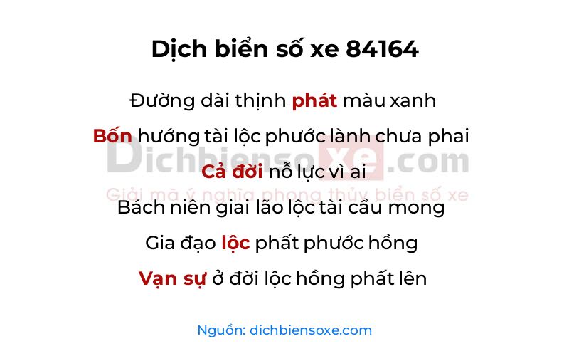 Dịch thơ biển số 84164