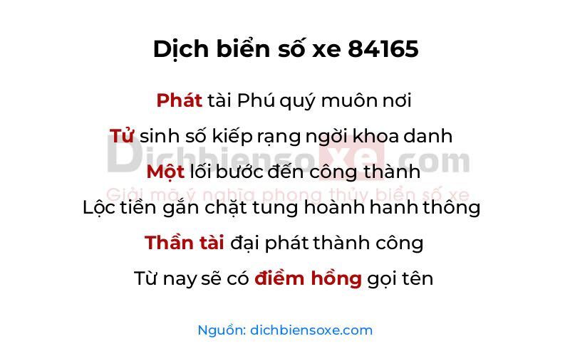 Dịch thơ biển số 84165