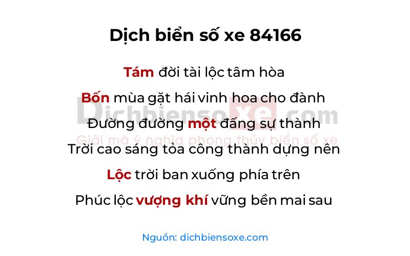 Dịch thơ biển số 84166