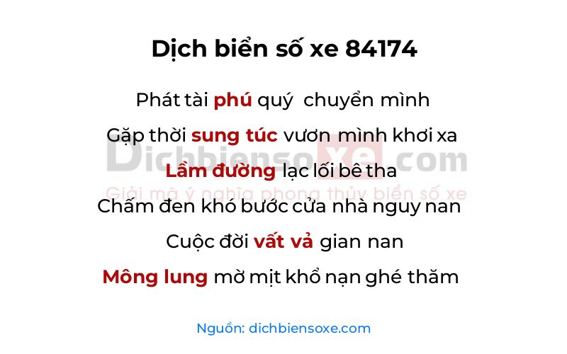 Dịch thơ biển số 84174