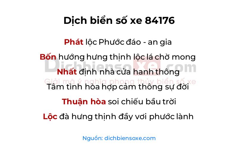 Dịch thơ biển số 84176