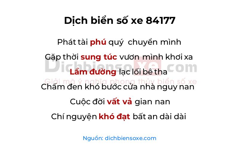 Dịch thơ biển số 84177