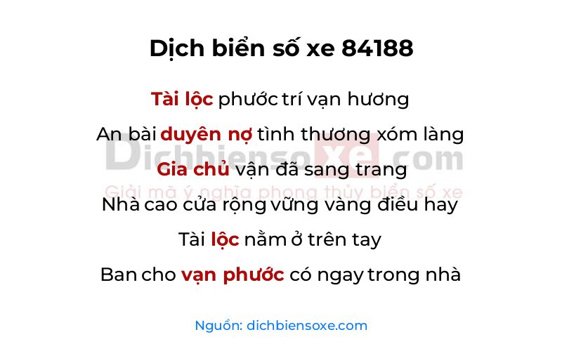 Dịch thơ biển số 84188
