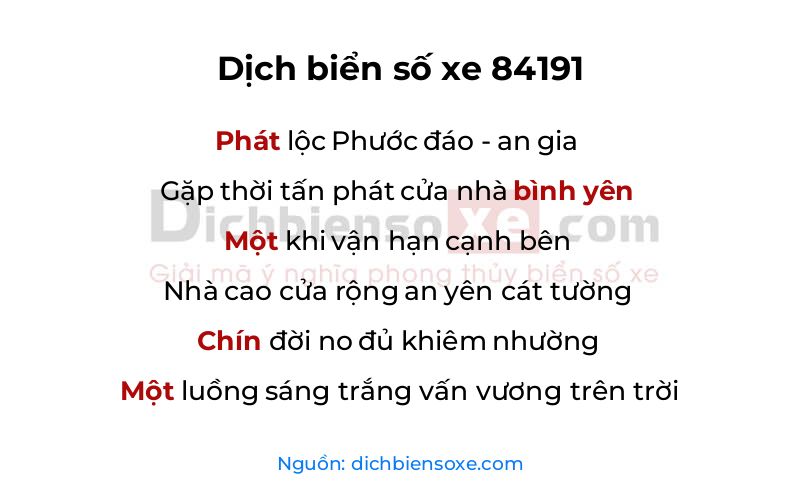 Dịch thơ biển số 84191