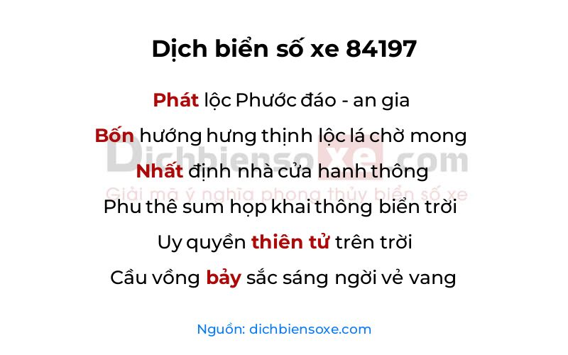 Dịch thơ biển số 84197