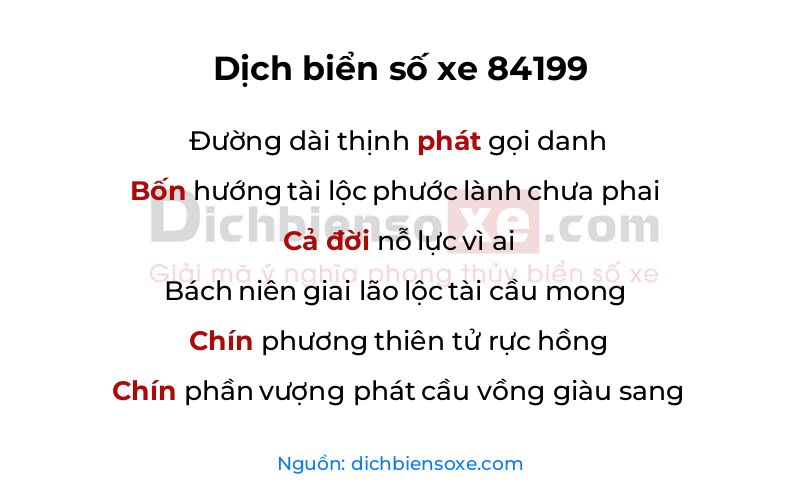Dịch thơ biển số 84199