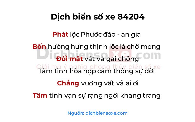 Dịch thơ biển số 84204