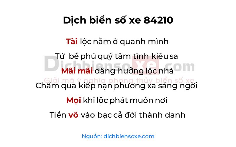 Dịch thơ biển số 84210