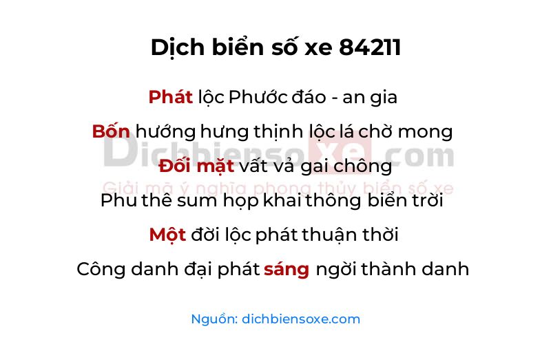 Dịch thơ biển số 84211