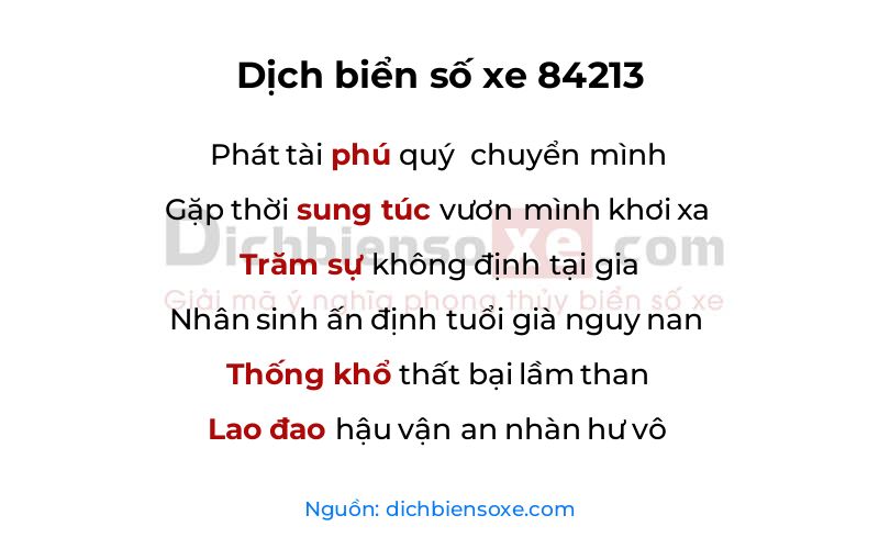 Dịch thơ biển số 84213
