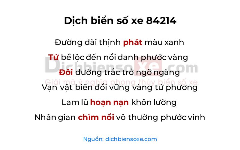 Dịch thơ biển số 84214