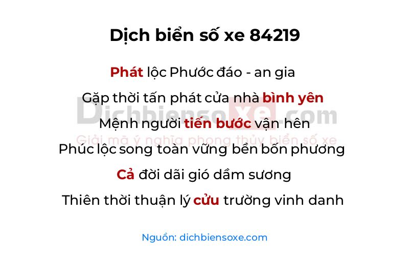 Dịch thơ biển số 84219
