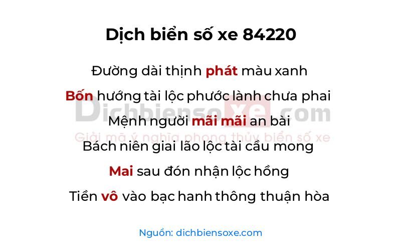 Dịch thơ biển số 84220