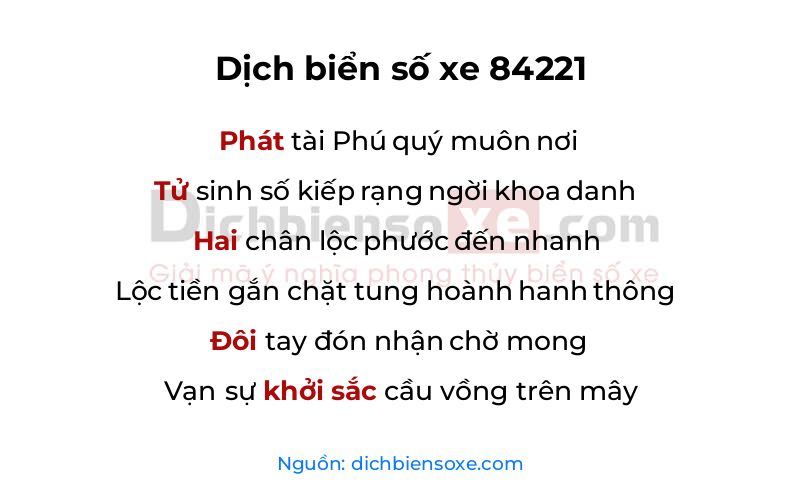 Dịch thơ biển số 84221
