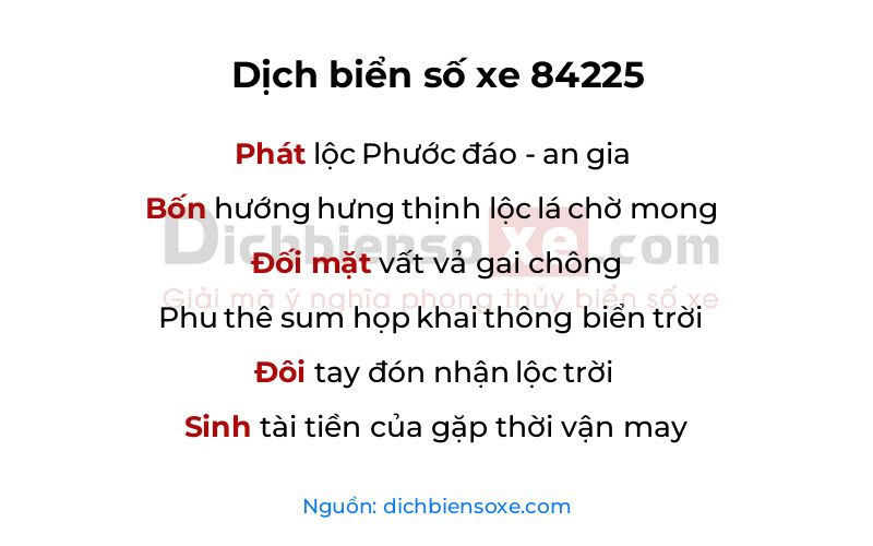 Dịch thơ biển số 84225