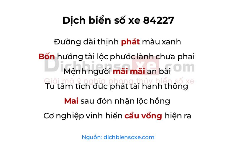 Dịch thơ biển số 84227