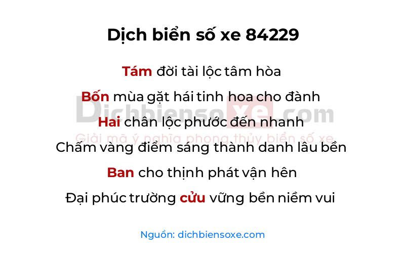 Dịch thơ biển số 84229