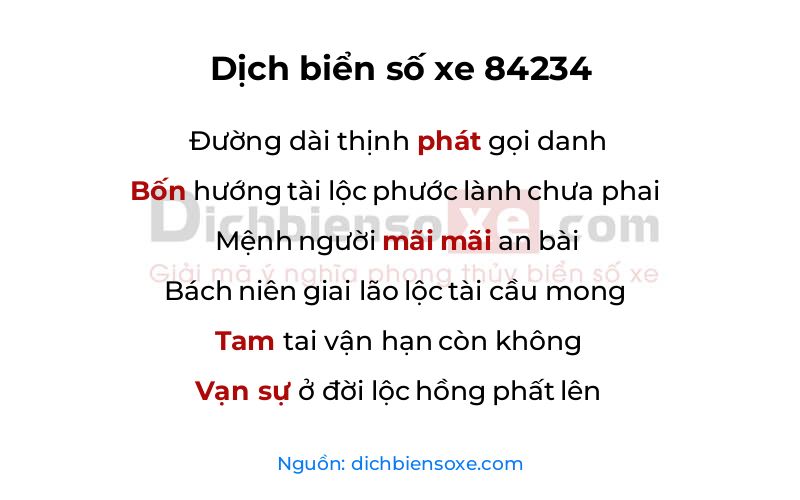 Dịch thơ biển số 84234