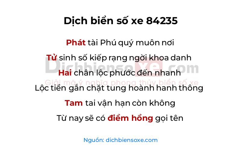 Dịch thơ biển số 84235