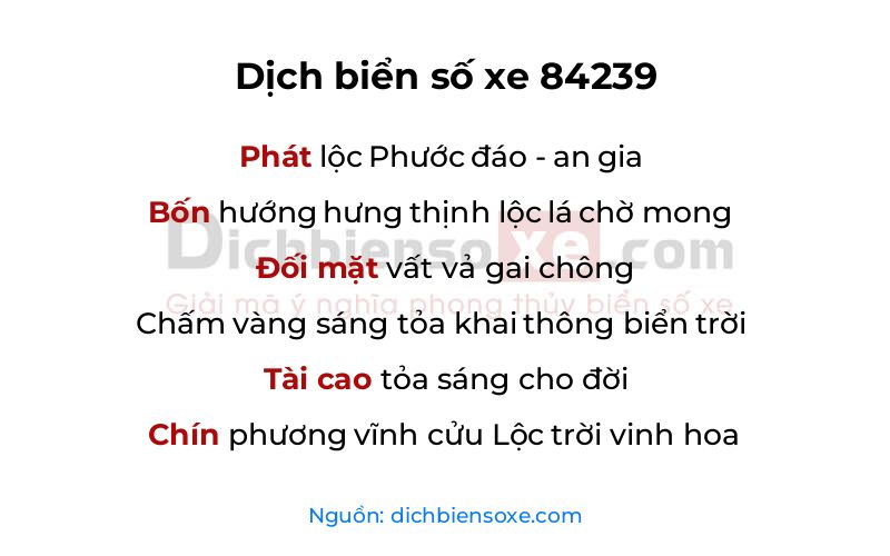 Dịch thơ biển số 84239