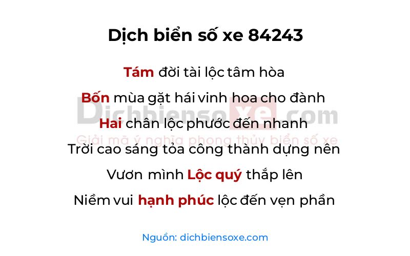 Dịch thơ biển số 84243