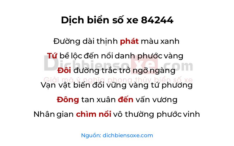 Dịch thơ biển số 84244