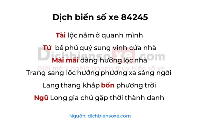 Dịch thơ biển số 84245