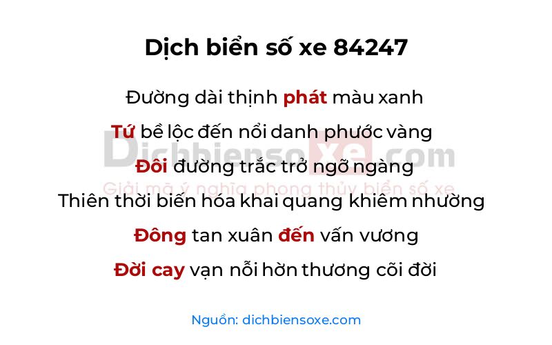 Dịch thơ biển số 84247