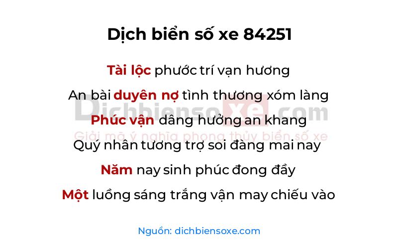 Dịch thơ biển số 84251